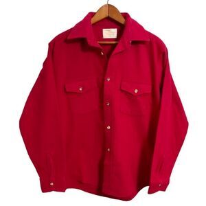 Vintage Sugarbush Chamois Shirt M Mens Red Flannel USA 70s 80s Button Front